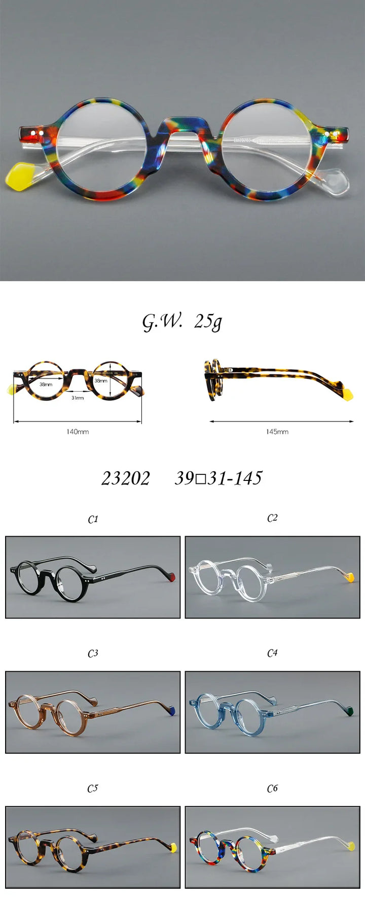 Vicky Unisex Full Rim Round Thick Acetate Reading Glasses 623202