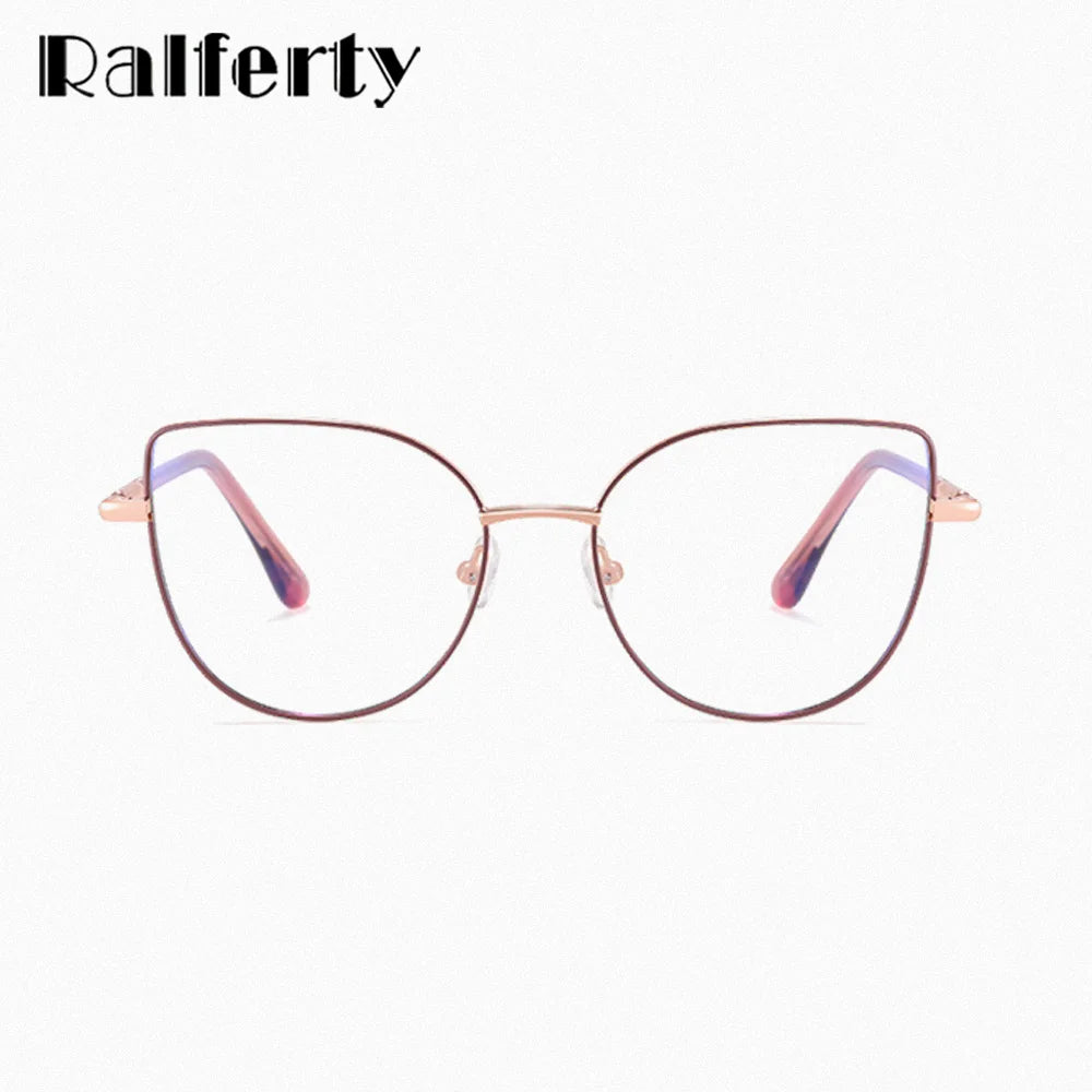 Ralferty Women's Full Rim Square Cat Eye Alloy Eyeglasses R83605 Full Rim Ralferty   