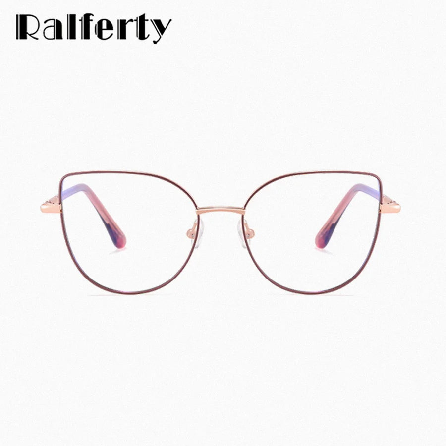 Ralferty Women's Full Rim Square Cat Eye Alloy Eyeglasses R83605 Full Rim Ralferty   