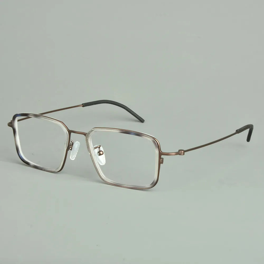 Aimee Unisex Full Rim Square Titanium Acetate Eyeglasses 14501 Full Rim Aimee Blue-Bronze  