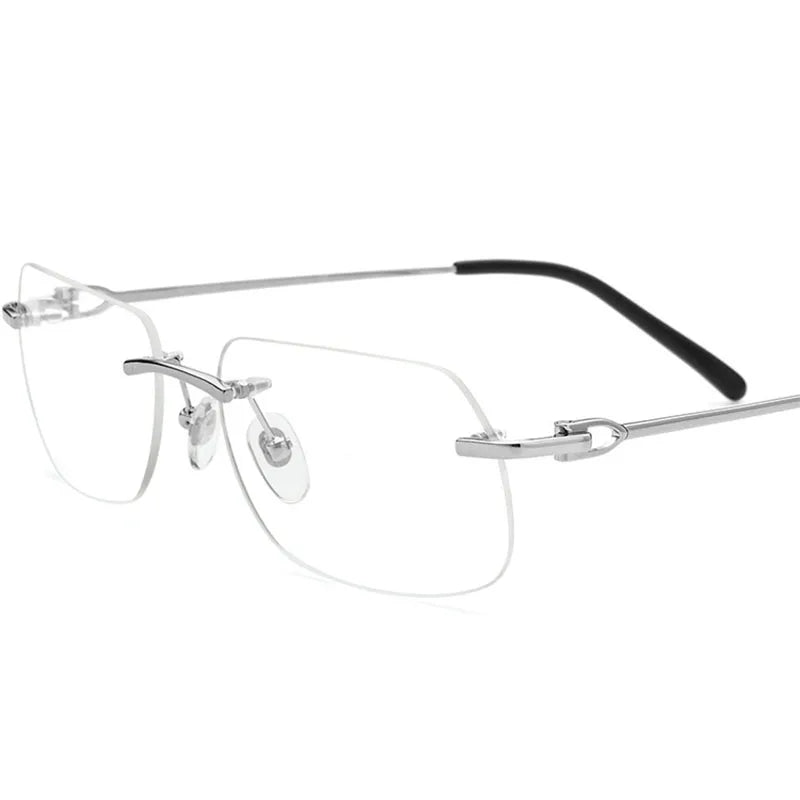 Hdcrafter Men's Rimless Square Titanium Eyeglasses 150253