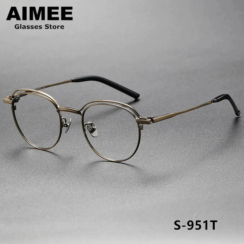 Aimee Unisex Full Rim Round Square Titanium Eyeglasses 19951 Full Rim Aimee   