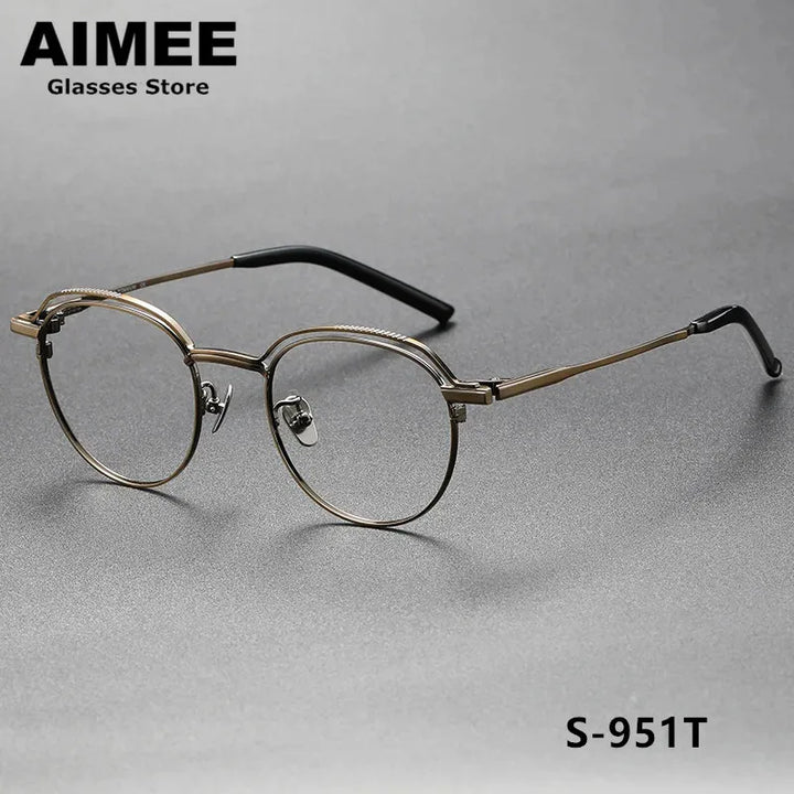 Aimee Unisex Full Rim Round Square Titanium Eyeglasses 19951 Full Rim Aimee   