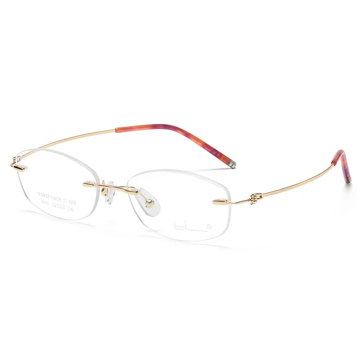 Reven Jate Women's Rimless Oval Rectangle Alloy Eyeglasses 85874
