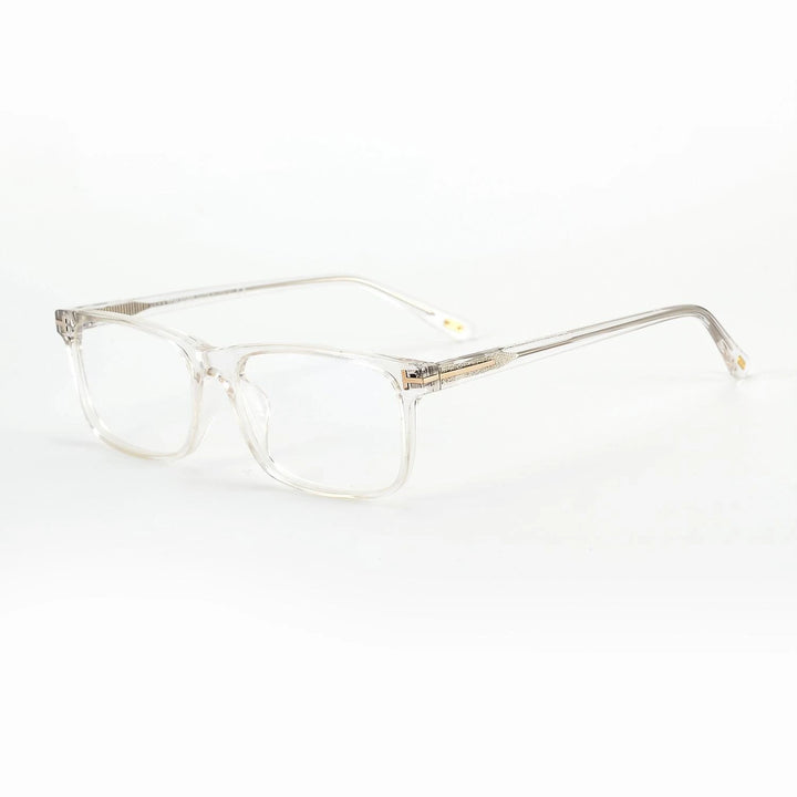 Yimaruili Unisex Full Rim Square Acetate Fiber Eyeglasses 45584 Full Rim Yimaruili Eyeglasses Transparent