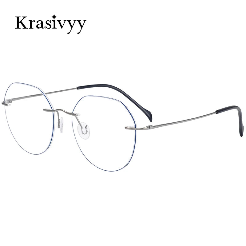 Krasivyy Unisex Rimless Flat Top Oval Titanium Eyeglasses 41908 Rimless Krasivyy   