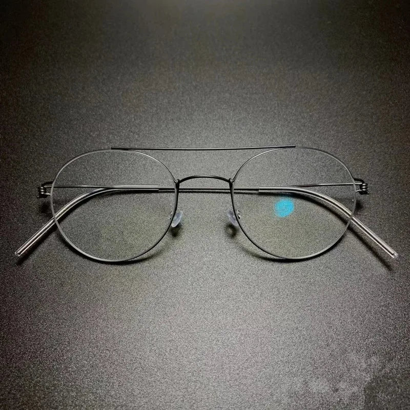 Aimee Women's Full Rim Round Double Bridge Titanium Eyeglasses 13550