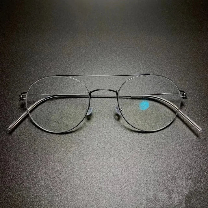 Aimee Women's Full Rim Round Double Bridge Titanium Eyeglasses 13550