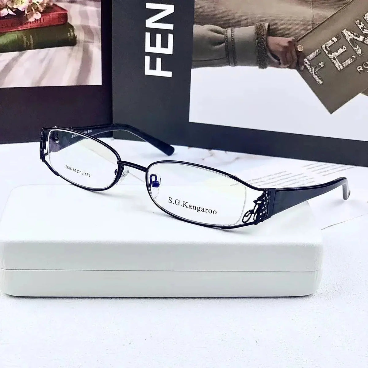 Cubojue Women's Full Rim Oval Alloy Acetate Reading Glasses 45675 - black