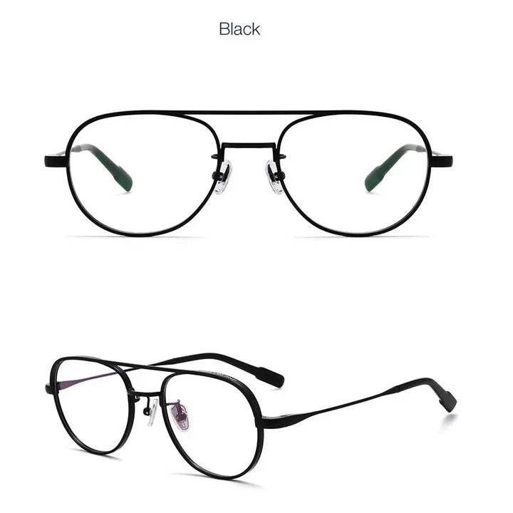 Aror Unisex Full Rim Square Double Bridge Titanium Eyeglasses 41217 Full Rim Aror black