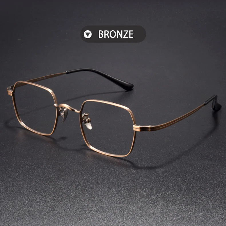 Vicky Men's Full Rim Square Titanium Reading Glasses V6801 Reading Glasses Vicky -400 6801-BRONZE 