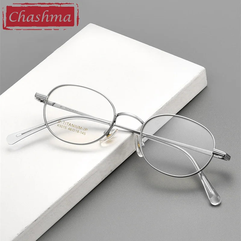 Chashma Ottica Unisex Full Rim Small Round Titanium Eyeglasses 5015 Full Rim Chashma Ottica   
