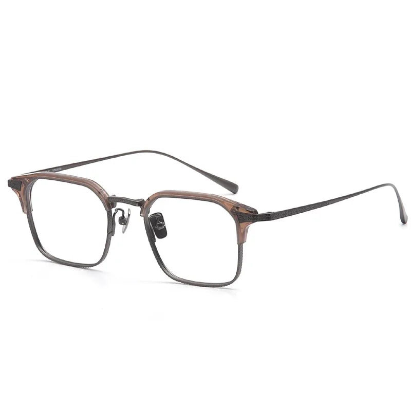 Aror Unisex Full Rim Square Titanium Acetate Eyeglasses 494200 Full Rim Aror C4