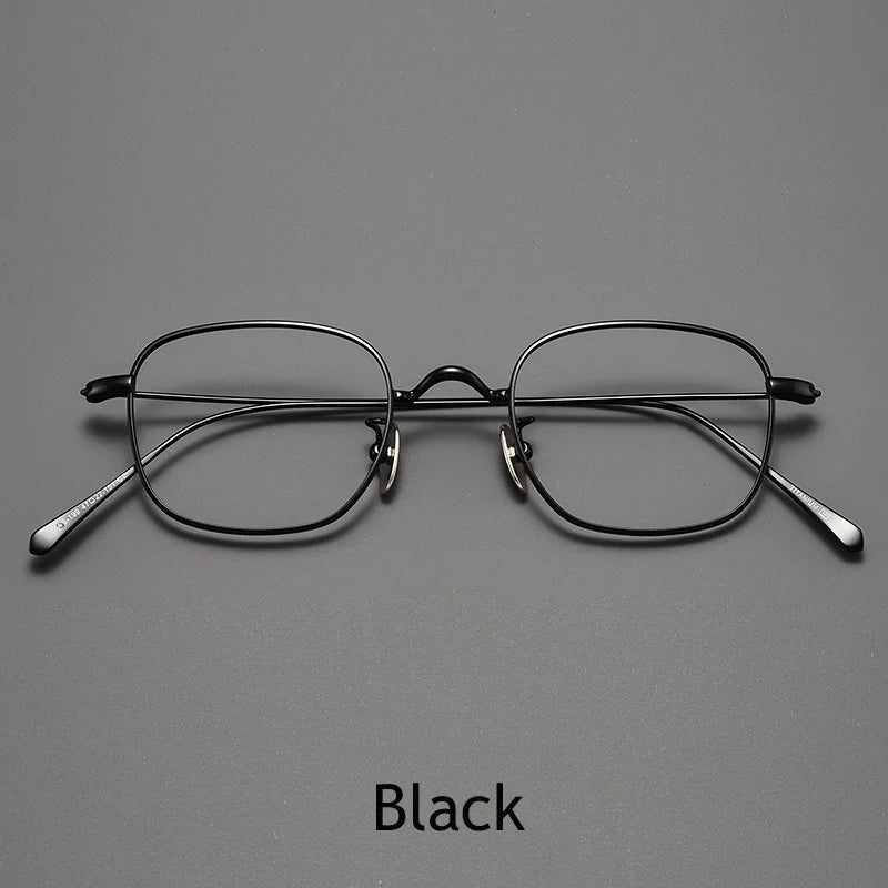 KatKani Men's Full Rim Square Titanium Eyeglasses S199 Full Rim KatKani Eyeglasses Black  