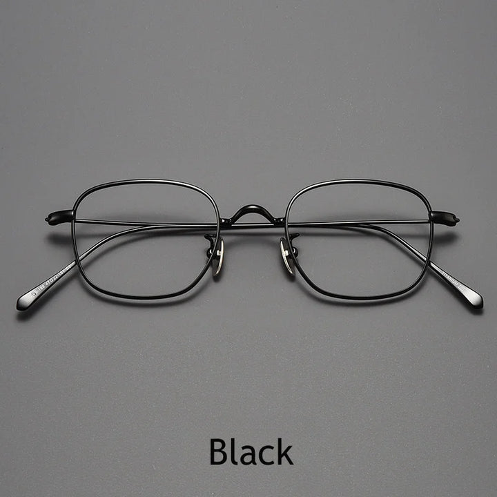 KatKani Men's Full Rim Square Titanium Eyeglasses S199 Full Rim KatKani Eyeglasses Black  