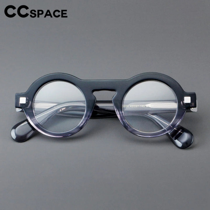 CCspace Unisex Full Rim Round Thick Acetate Eyeglasses 301598 Full Rim CCspace   