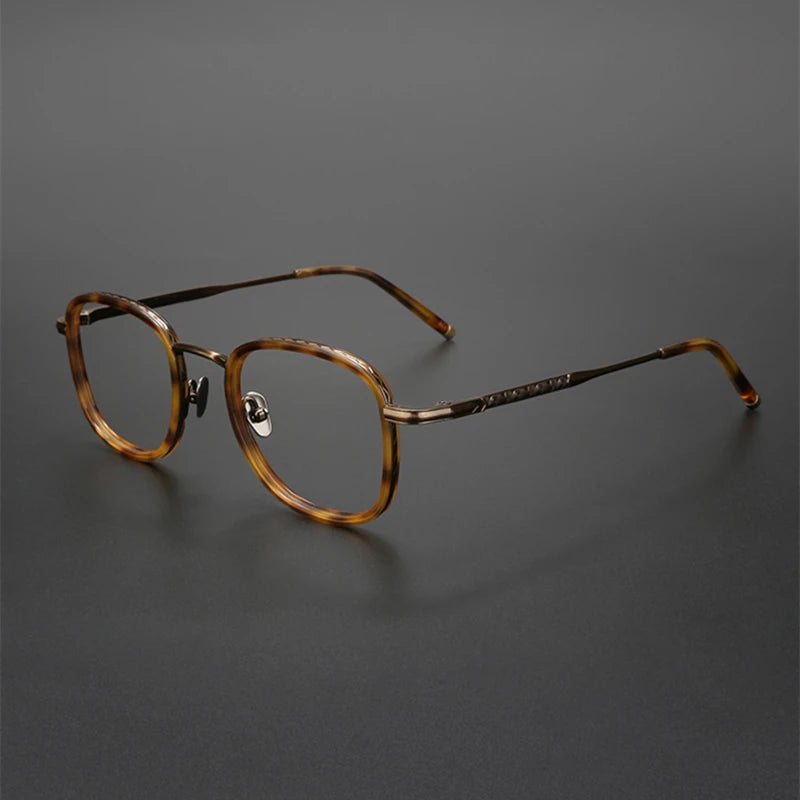 Black Mask Unisex Full Rim Square Titanium Acetate Eyeglasses 5022145 Full Rim Black Mask Tortoise-Bronze  