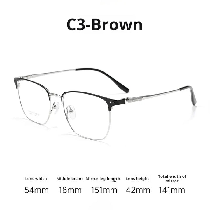 Momoja Unisex Full Rim Brow Line Square Titanium Eyeglasses 76066