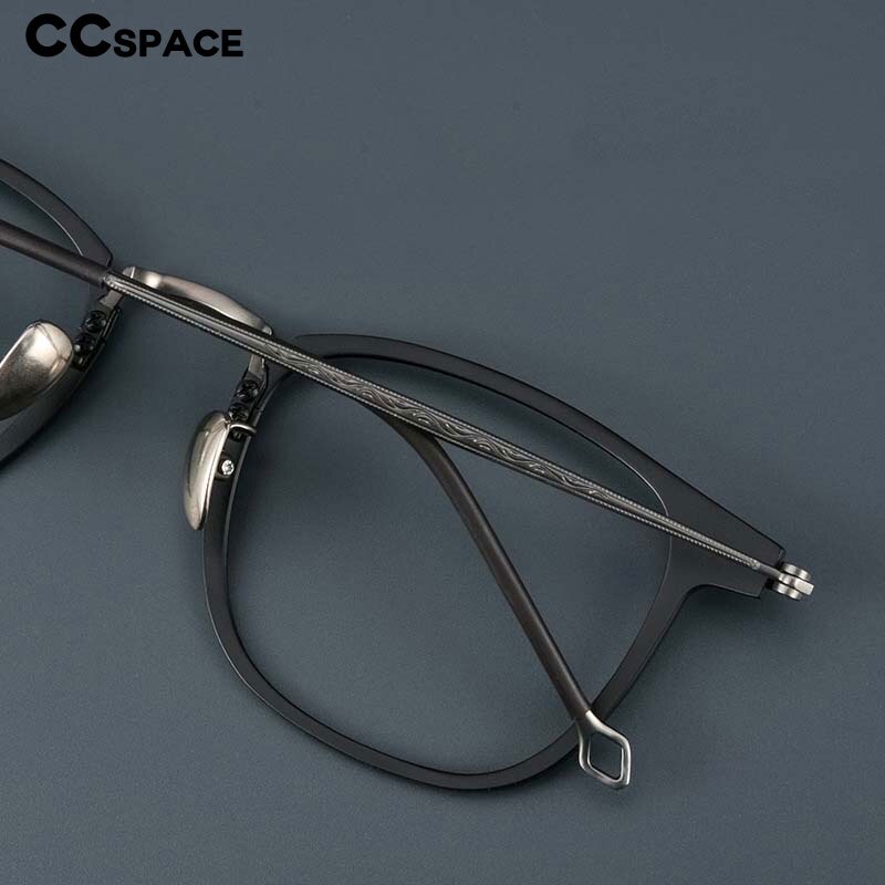 CCspace Unisex Full Rim Square Titanium Alloy Eyeglasses 55919 Full Rim CCspace   