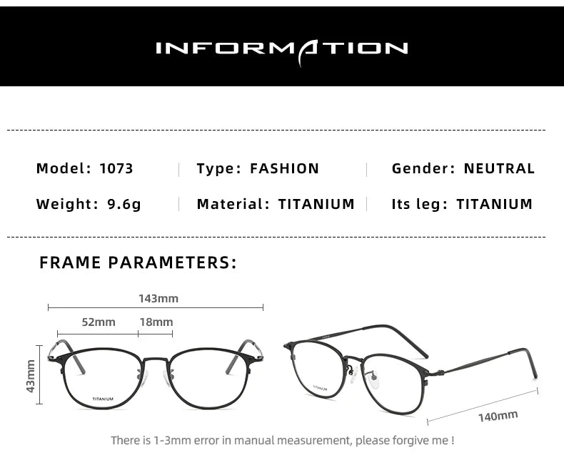 Reven Jate Unisex Full Rim Round Titanium Eyeglasses J1073 Full Rim Reven Jate   