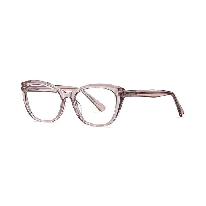 Ralferty Women's Full Rim Square Cat Eye Acetate Eyeglasses D8814 Full Rim Ralferty C631 Clear Pink China 