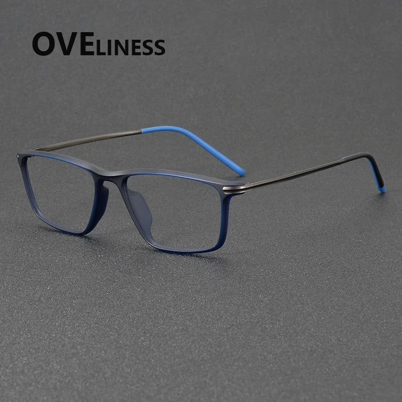 Oveliness Unisex Full Rim Square Acetate Titanium Eyeglasses 72350 Full Rim Oveliness blue