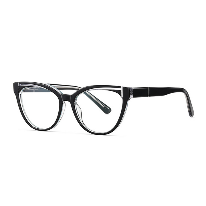Ralferty Women's Full Rim Square Cat Eye Acetate Eyeglasses D8819 Full Rim Ralferty C191 Black China 