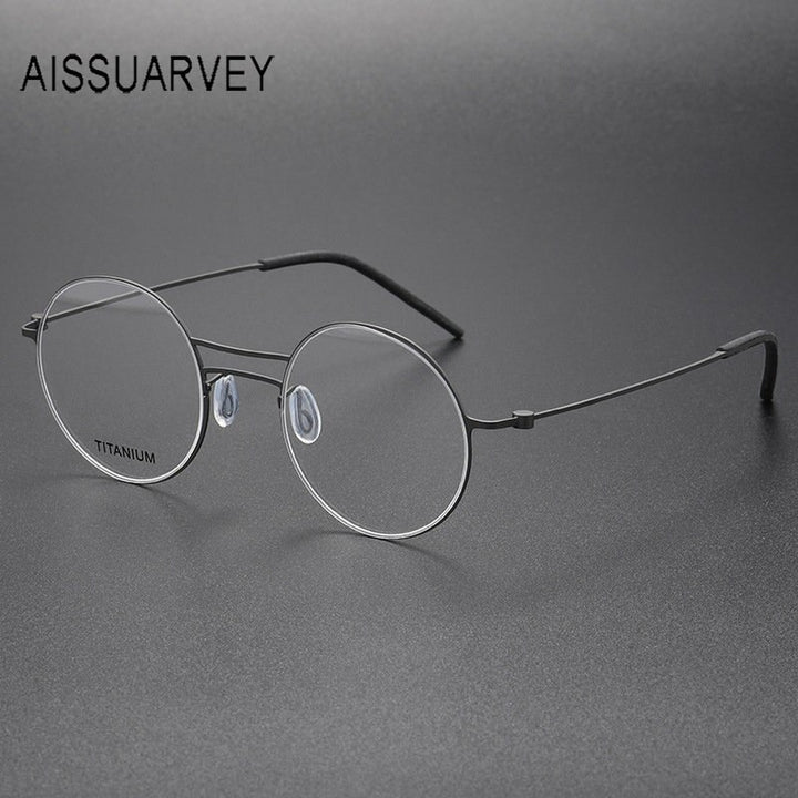 Aissuarvey Men's Full Rim Small Round Double Bridge Titanium Eyeglasses 504722 Full Rim Aissuarvey Eyeglasses   