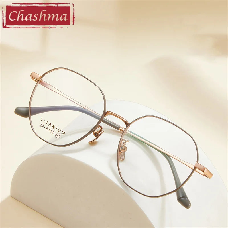 Chashma Ottica Unisex Full Rim Hexagon Titanium Eyeglasses 8003 Full Rim Chashma Ottica   