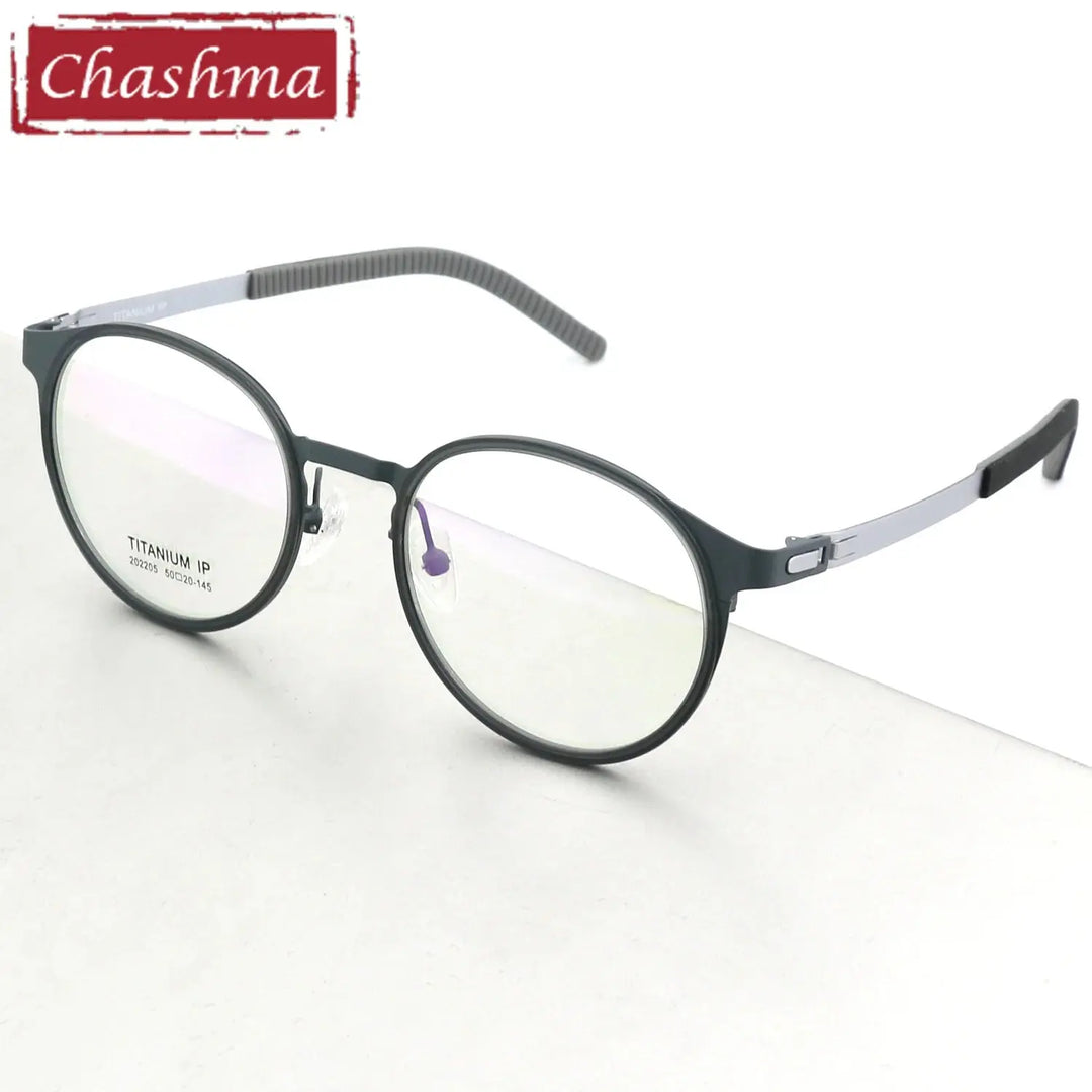 Chashma Ottica Unisex Full Rim Round Titanium Sport Eyeglasses 202205 FuzWeb