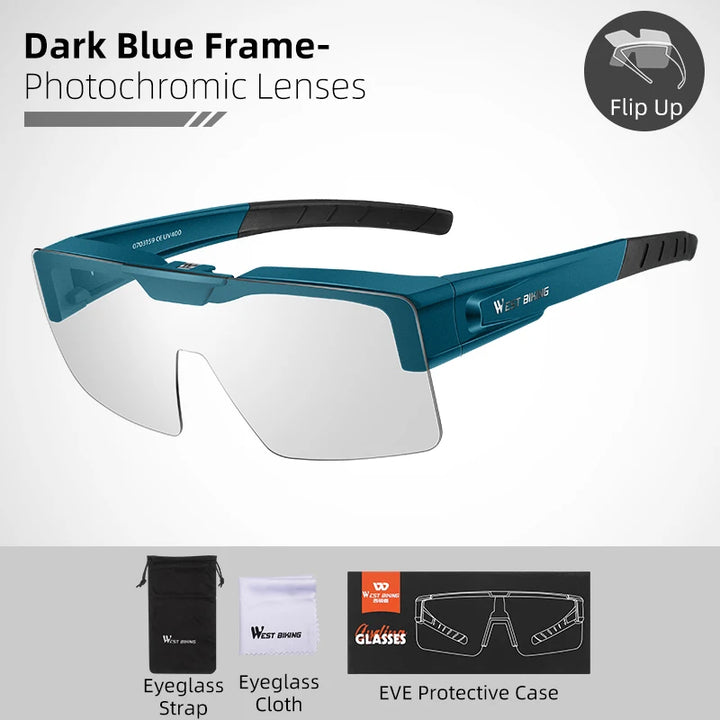 West Biking Unisex Full Rim Square Flip Up Over Frame Sunglasses 940703