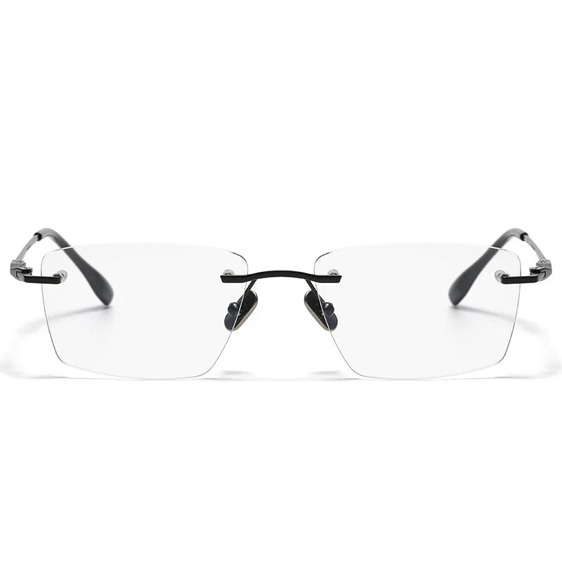 Aimee Men's Rimless Big Square Titanium Eyeglasses 80818