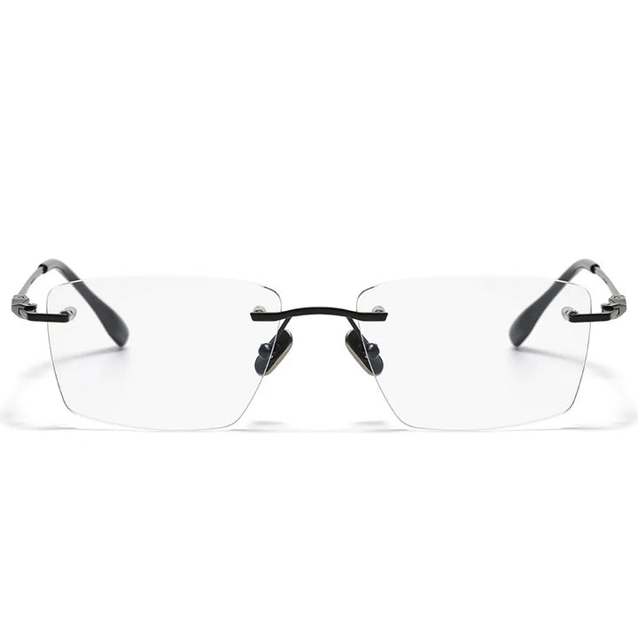 Aimee Men's Rimless Big Square Titanium Eyeglasses 80818