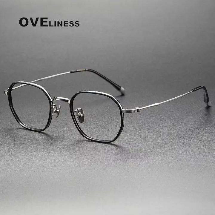 Oveliness Unisex Full Rim Square Oval Titanium Acetate Eyeglasses 8503 Full Rim Oveliness black gun  