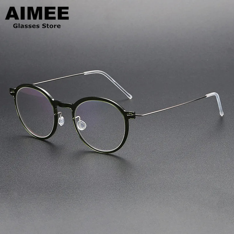 Aimee Women's Full Rim Round Titanium Acetate Eyeglasses 65864