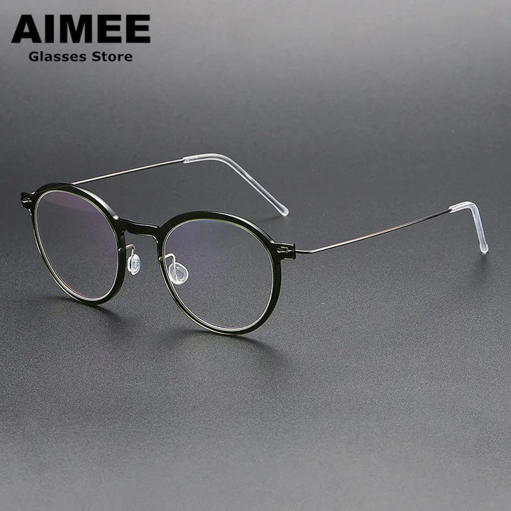 Aimee Women's Full Rim Round Titanium Acetate Eyeglasses 65864
