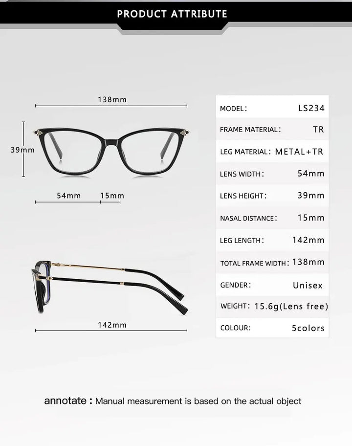 Vicky Women's Full Rim Square Cat Eye Tr 90 Alloy Reading Glasses 77234