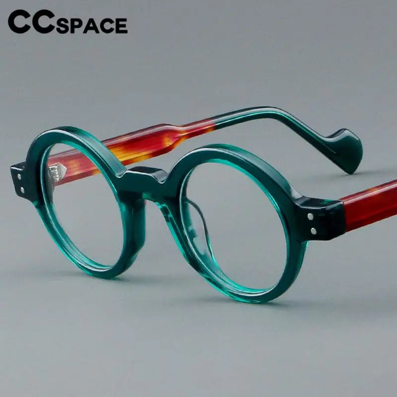CCspace Unisex Full Rim Round Acetate Eyeglasses 57257 Full Rim CCspace   