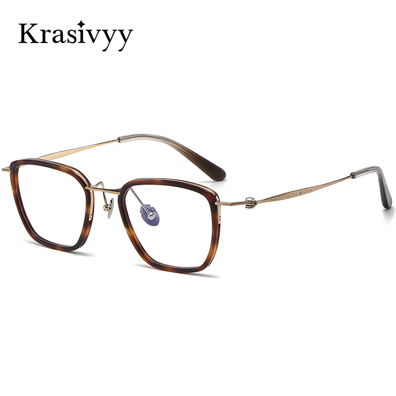 Krasivyy Men's Full Rim Big Square Titanium Prescription Eyeglasses ARLT6903