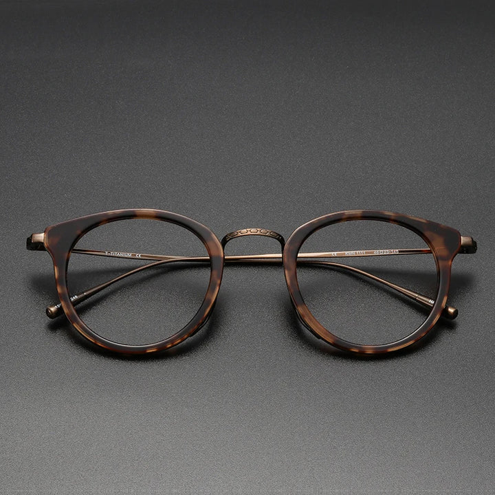 Black Mask Unisex Full Rim Titanium Acetate Round Eyeglasses Km1111 Full Rim Black Mask Tortoise  