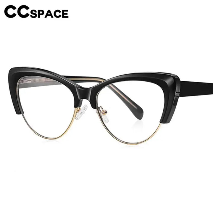 CCspace Unisex Full Rim Square Cat Eye Tr 90 Titanium Eyeglasses 57455 Full Rim CCSpace   