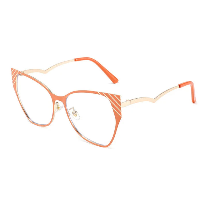 CCspace Women's Full Rim Square Butterfly Alloy Eyeglasses 300843 Full Rim CCSpace Orange  