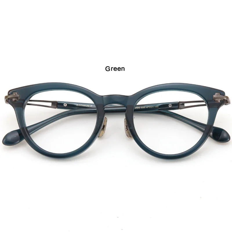 Aror Unisex Full Rim Oval Round Acetate Titanium Eyeglasses 39546