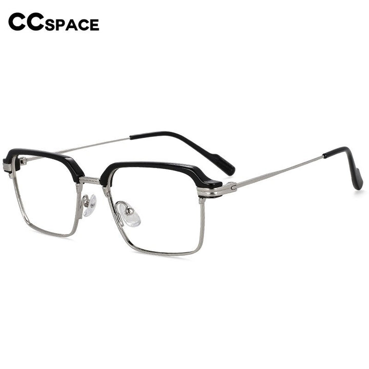 CCSpace Men's Full Rim Square Brow Line Alloy Acetate Eyeglasses 55916 Full Rim CCspace   