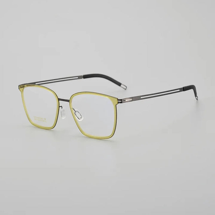 Hewei Unisex Full Rim Square Titanium Acetate Eyeglasses 8105 Full Rim Hewei green  