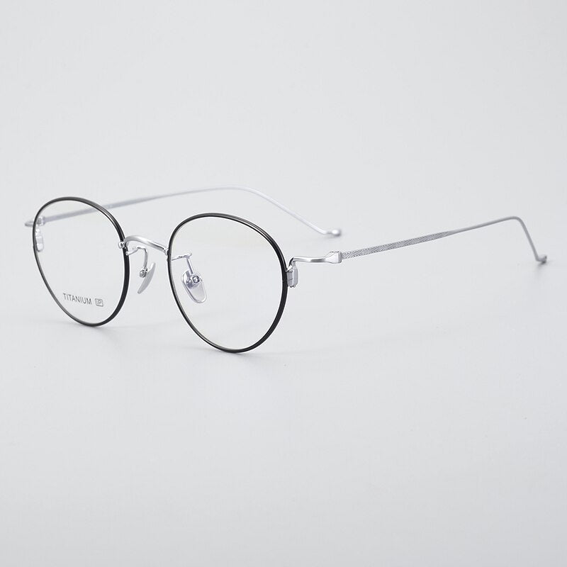 Muzz Unisex Full Rim Irregular Round Titanium Eyeglasses W219 Full Rim Muzz C2  