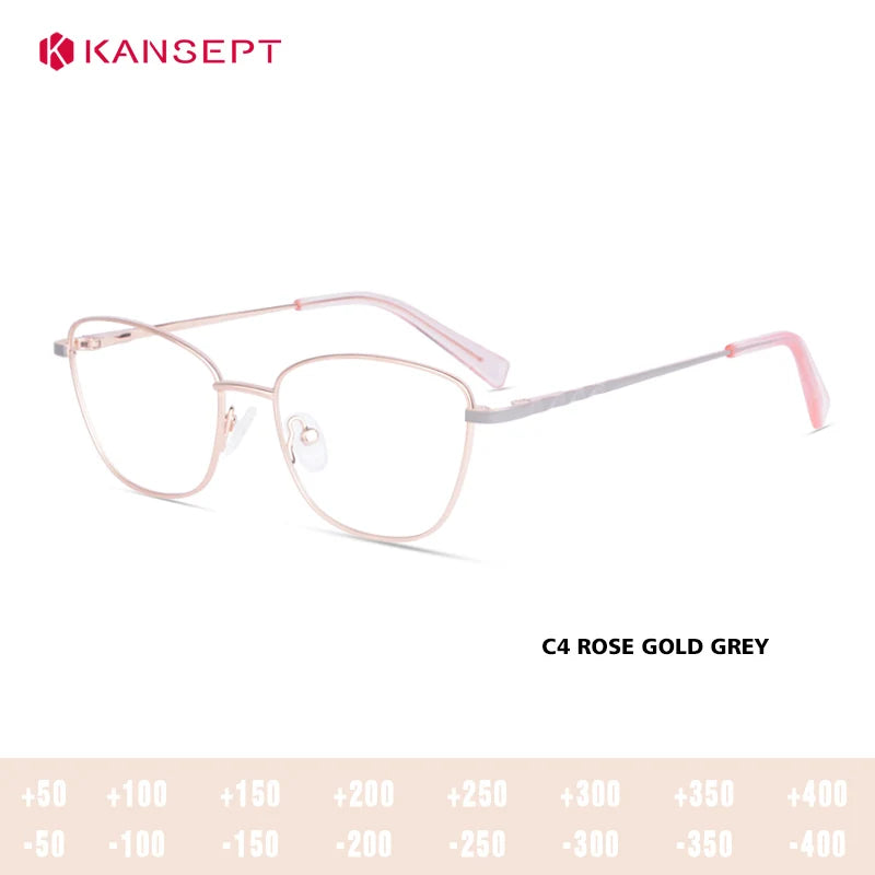 Kansept Women's Full Rim Square Cat Eye Alloy Reading Glasses 72503