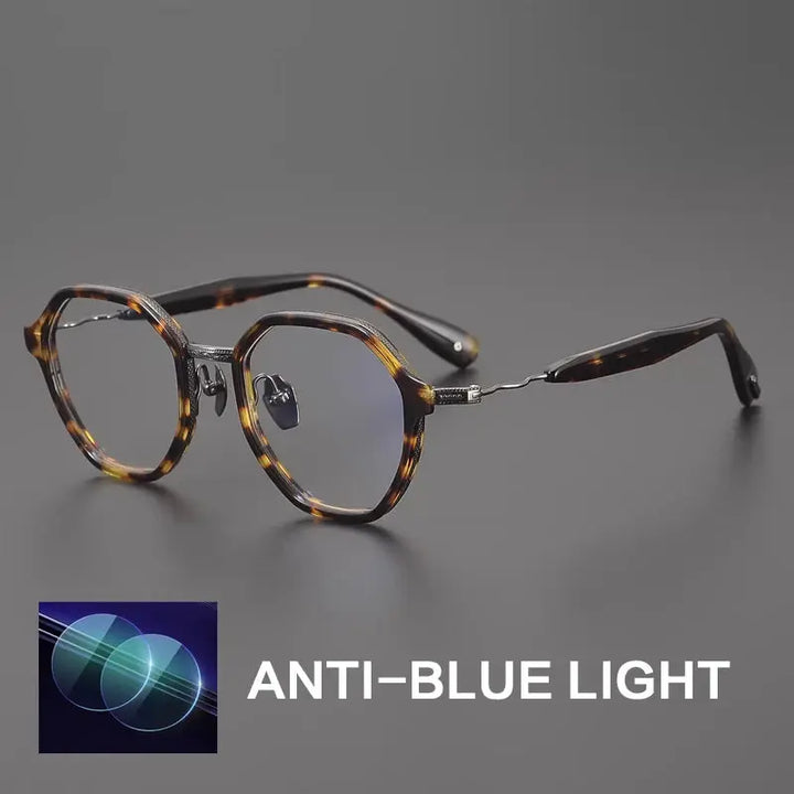 Gatenac Unisex Full Rim Polygon Acetate Titanium Eyeglasses 892505 Gatenac