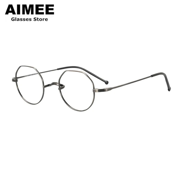 Aimee Unisex Full Rim Flat Top Round Titanium Eyeglasses 88042 Full Rim Aimee   