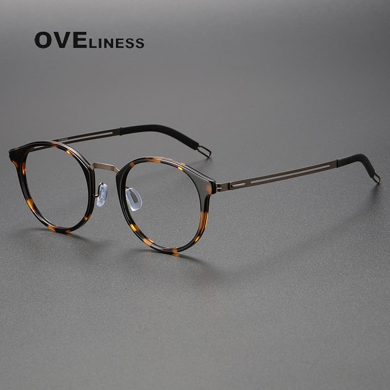 Oveliness Unisex Full Rim Oval Titanium Eyeglasses 8202306 Full Rim Oveliness leopard brown  